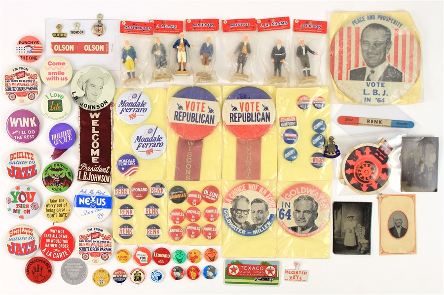 1960s-80s Presidential & Pop Culture Pinback Collection - Lot of 75+