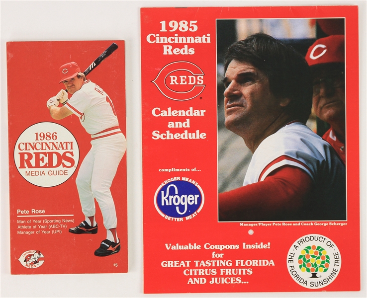 1985-86 Cincinnati Reds Media Guide & Calendar Schedule - Lot of 2