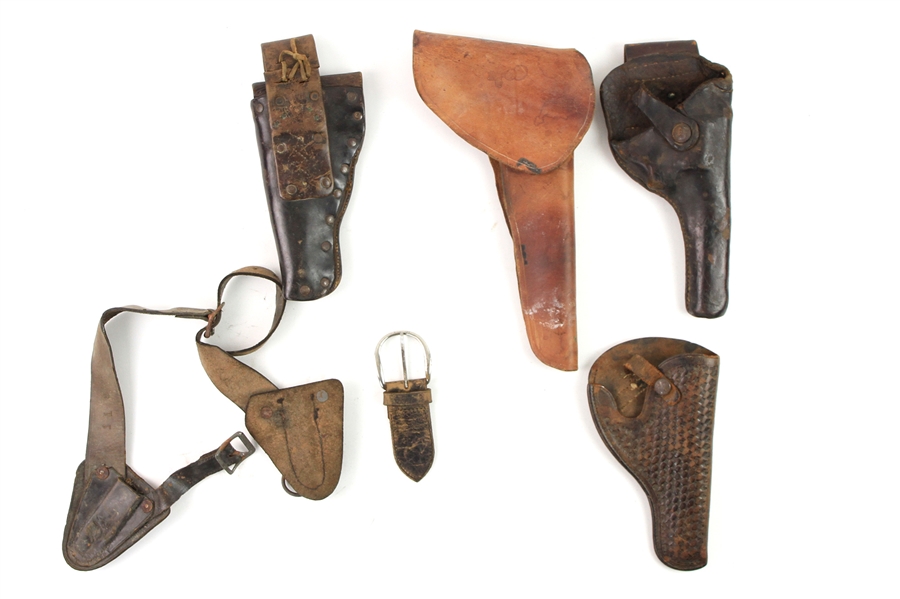 1860s-90s Old West Leather Gun Holster Collection - Lot of 5 (MEARS LOA)