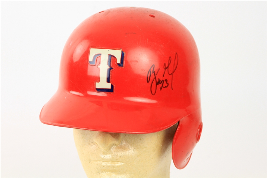 1995-97 Benji Gil Texas Rangers Signed Game Worn Batting Helmet (MEARS LOA/JSA)