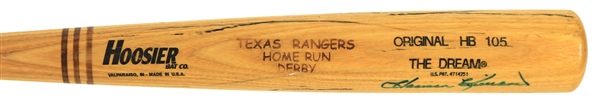 1990s Harmon Killebrew Texas Rangers Signed Hoosier Home Run Derby Bat (JSA)