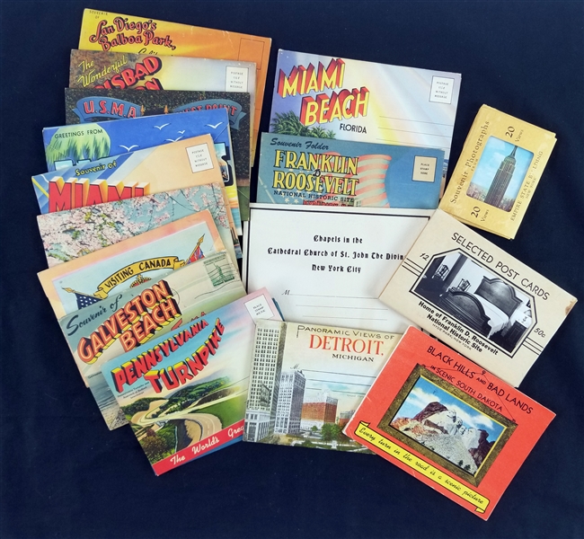1930s-50s Americana Tourism Postcard Packets - Lot of 17
