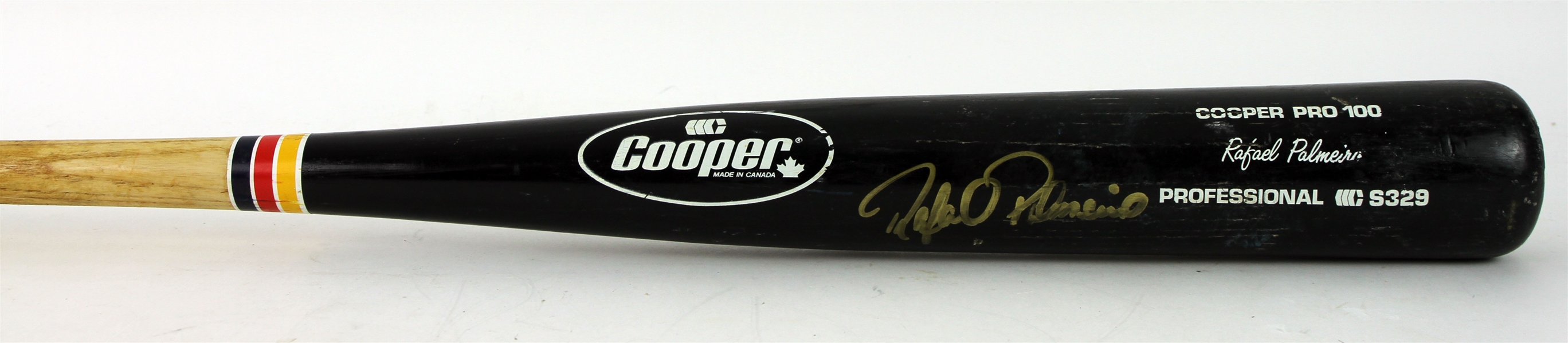 1989-93 Rafael Palmeiro Texas Rangers Signed Cooper Professional Model Game Used Bat (MEARS A8/JSA)