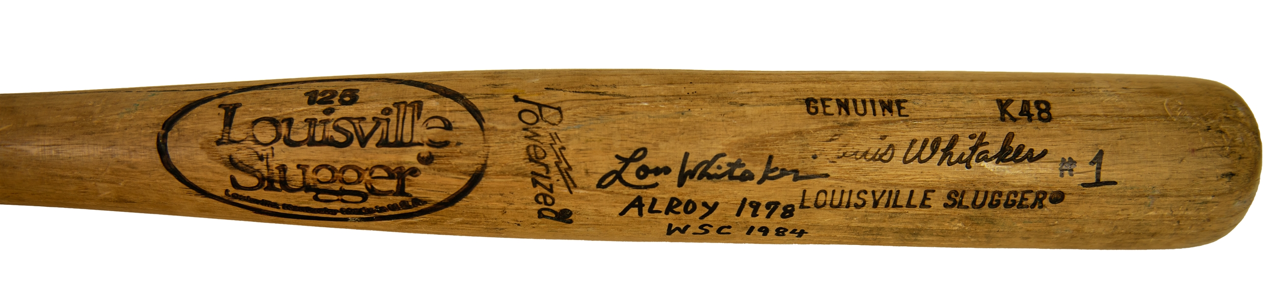 1986-89 Lou Whitaker Detroit Tigers Signed Louisville Slugger Professional Model Game Used Bat (MEARS A9/JSA)