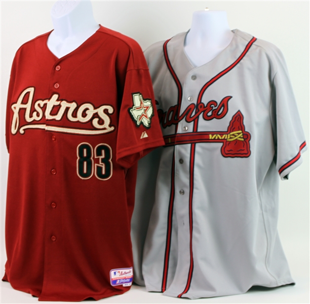 2008-12 Leon Roberts Braves/Astros Coaching Jerseys - Lot of 2 (MEARS LOA)