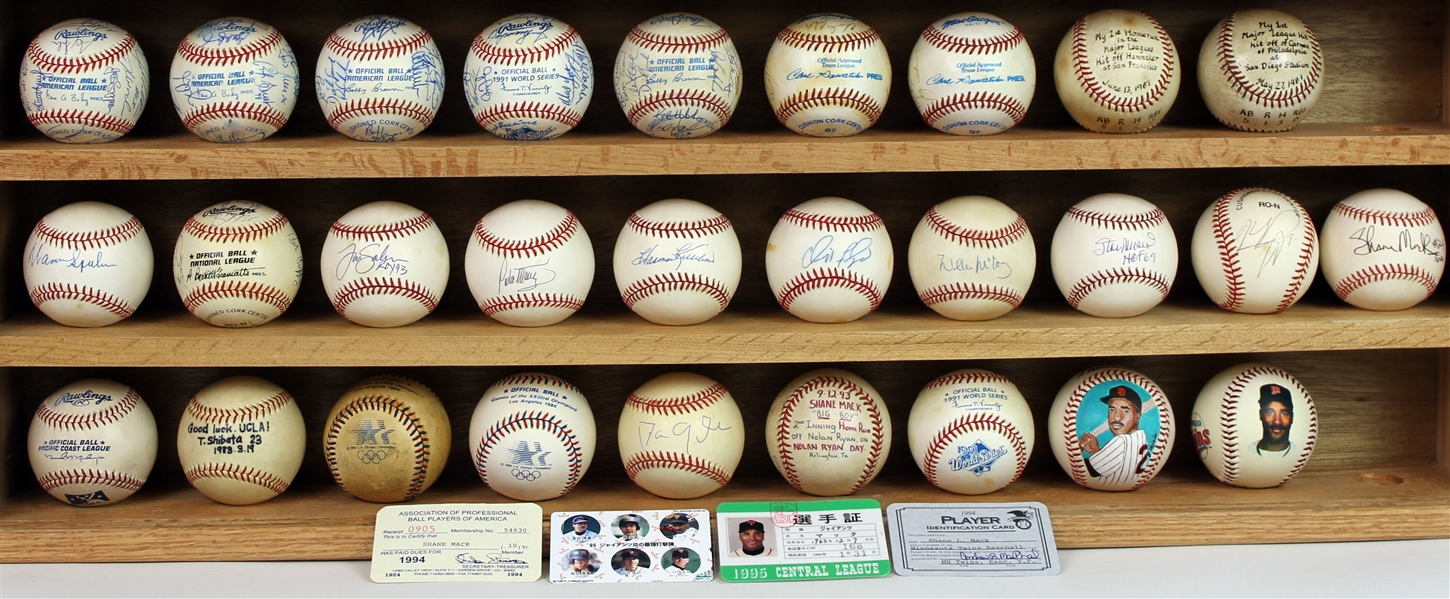 1980s-90s Shane Mack Career Signed/Game Used Baseball Collection - Lot of 28 w/ First Career Hit/HR, Single Signed, Team Signed, Olympic, Japan, Minor Leagues & More (MEARS LOA)