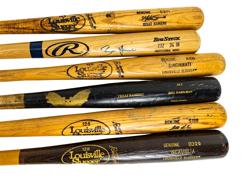 1986-2000s Professional Model Game Used Bat Collection - Lot of 6 w/ Pete Incaviglia, Butch Hobson, Ben Grieve Signed & More (MEARS LOA/JSA)