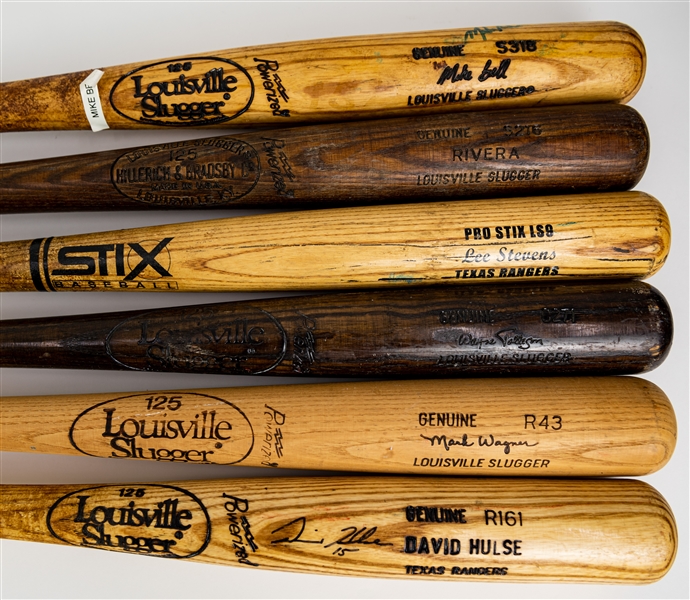 1978-99 Professional Model Game Used Bat Collection - Lot of 6 w/ Bombo Rivera, Wayne Tolleson, Lee Stevens & More (MEARS LOA/JSA)