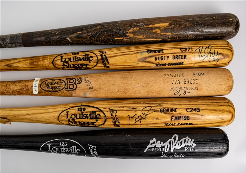 1985-2010 Professional Model Game Used Bat Collection - Lot of 5 w/ Toby Harrah, Gary Pettis Signed, Jay Bruce Signed & More (MEARS LOA/JSA)