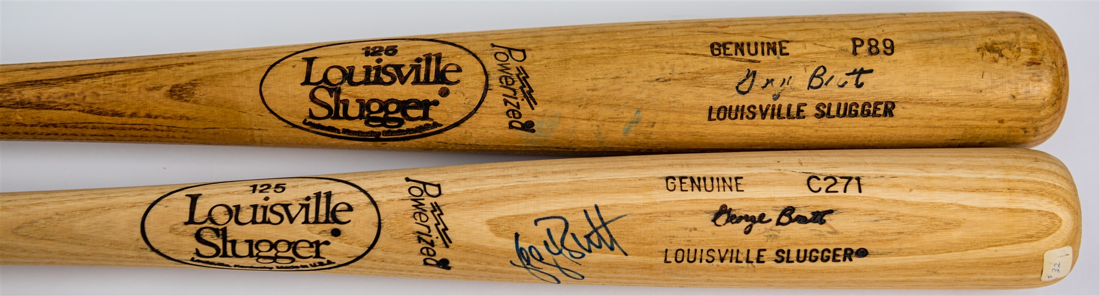 1983-89 George Brett Kansas City Royals Louisville Slugger Professional Model Bat Collection - Lot of 2 w/ 1 Signed (MEARS LOA/JSA)