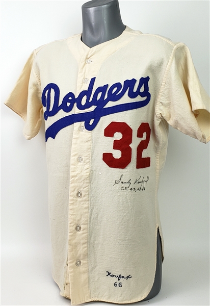1966 Sandy Koufax Los Angeles Dodgers Signed Flannel Tribute Jersey (JSA)