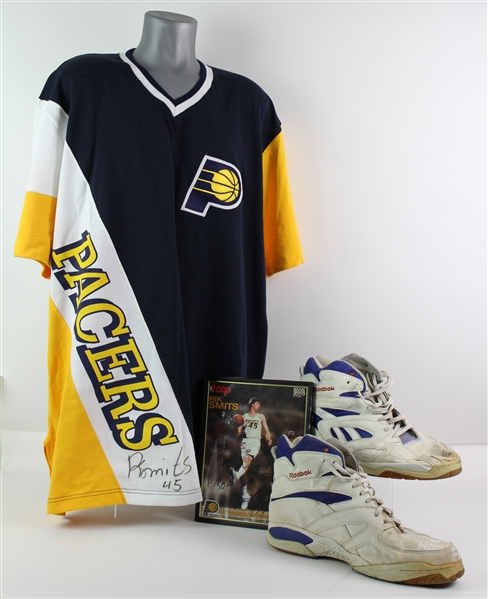 1990s Rik Smits Indiana Pacers Signed Game Worn Sneakers & Shooting Shirt (MEARS LOA/JSA)