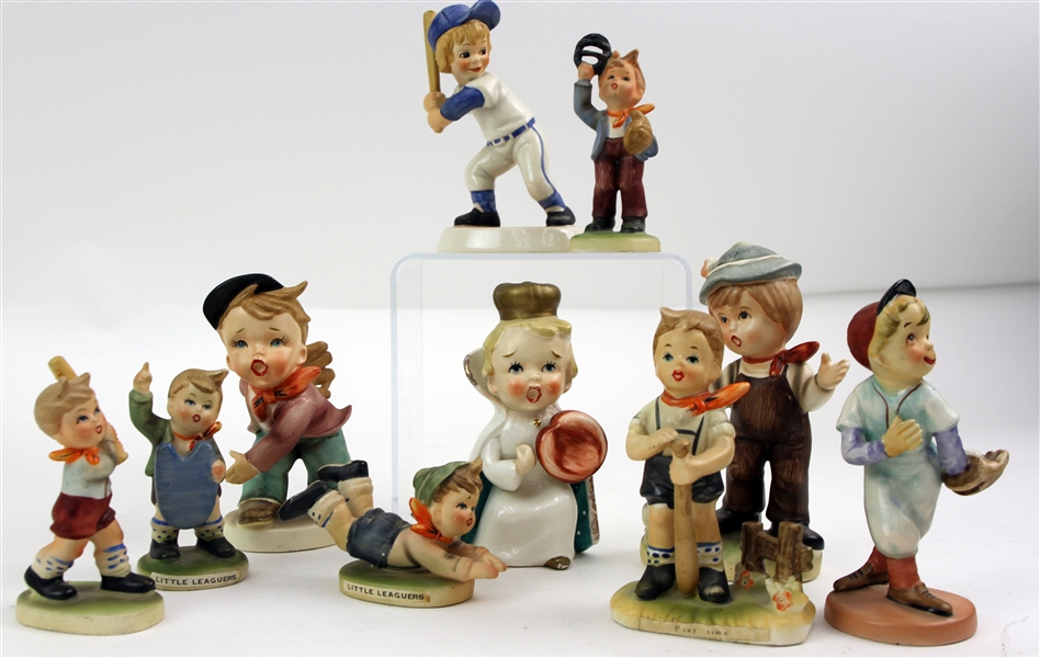 1970s-80s Goebel & Royal Crown Child Life Porcelain Baseball Figurine Collection - Lot of 10