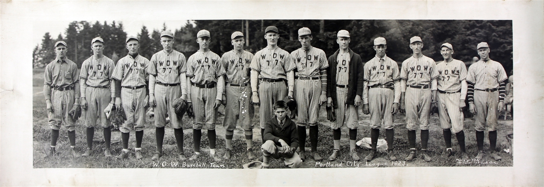 1923 WOW 77 Portland City League 8" x 22.5" Baseball Team Photo 