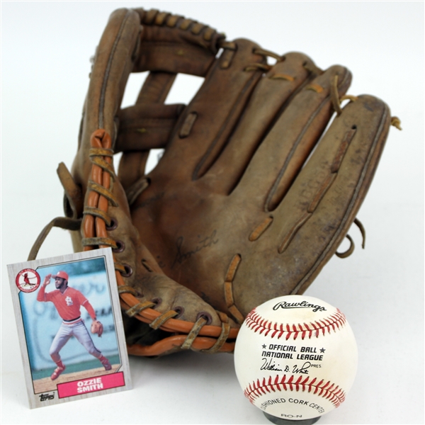 1989-94 Ozzie Smith St. Louis Cardinals Store Model Rawlings Mitt & ONL White Baseball
