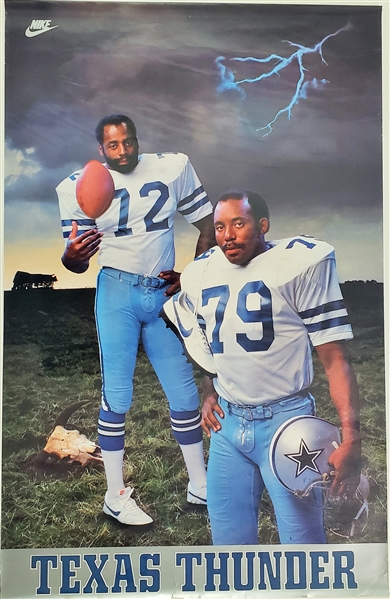 1980s Nike Texas Thunder Ed "Too Tall" Jones & Harvey "Too Mean" Martin Dallas Cowboys 22.5 x 34.5 Poster 