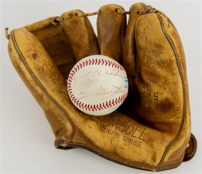 1950s-80s Eddie Mathews Milwaukee Braves Store Model Mitt & Signed OAL Brown Baseball (JSA)