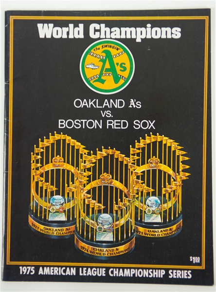 1975 Oakland As vs Boston Red Sox American League Championship Series Program