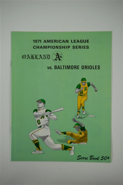1971 Oakland As vs Baltimore Orioles American League Championship Series Score Book (Unscored)