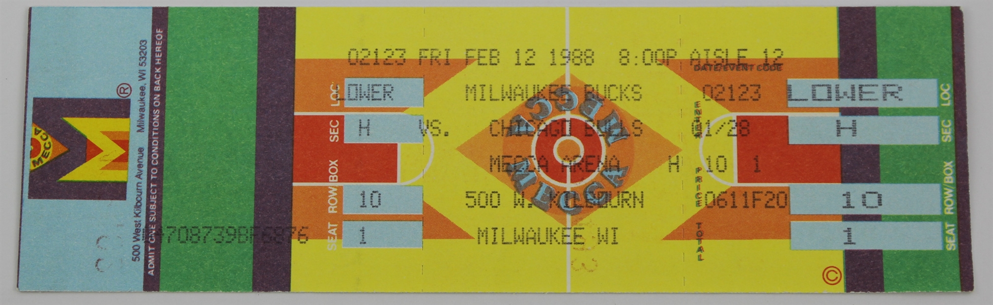 1988 Michael Jordan Chicago Bulls vs Milwaukee Bucks Un-Used Gamed Ticket 