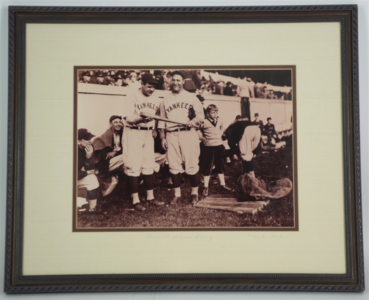 1927 Babe Ruth & Lou Gehrig New York Yankees 10x13 Framed Photo 