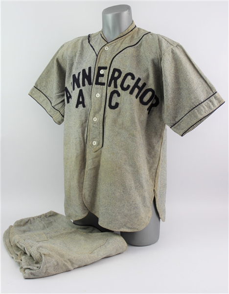 1950s Maennerchor AC / LJ Balas Shoe Store Game Worn Flannel Baseball Uniform (MEARS LOA)