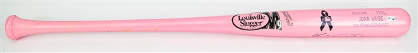 2009 (May 10) Juan Uribe San Francisco Giants Signed Louisville Slugger Professional Model Pink Game Used Mothers Day Bat (MEARS A10/JSA/MLB Hologram)