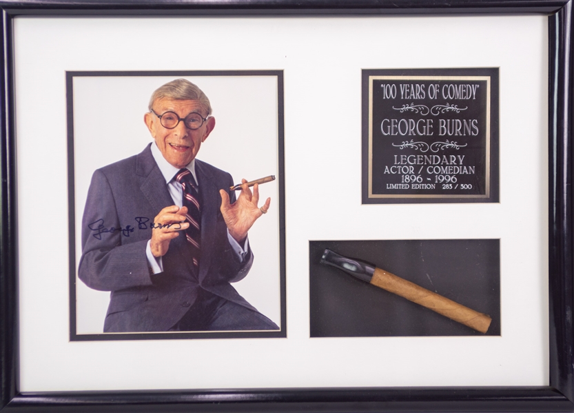 1996 George Burns Actor/Comedian 15" x 21" Display w/ Cigar & Signed Photo (JSA)