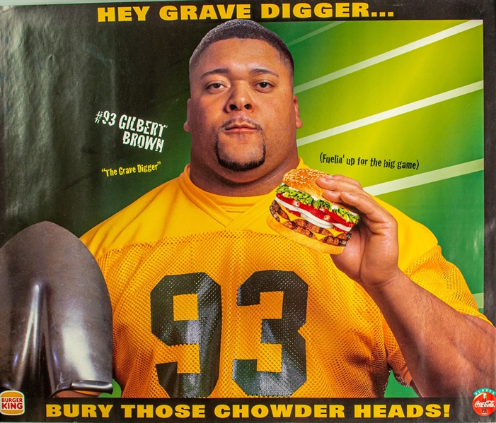 1997 Gilbert "Gravedigger" Brown Green Bay Packers Burger King Poster 