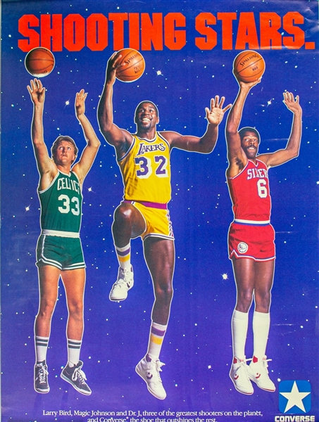1989 Dr. J, Larry Bird, Magic Johnson "Shooting Stars" Converse Poster