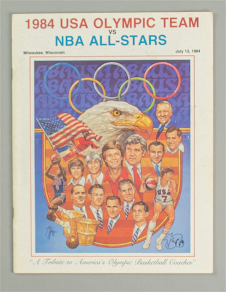 1984 Michael Jordan NBA All-Stars vs USA Olympic Team Milwaukee, WI Program