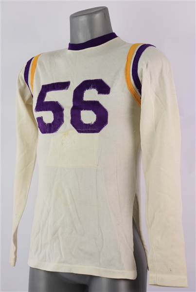 1960s Bel-Mar Sportswear #56 Game Worn Durene Football Jersey (MEARS LOA)