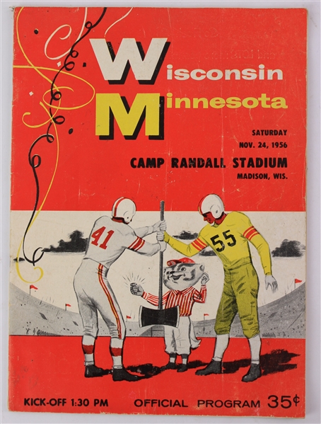 1956 (November 24) Wisconsin Badgers Minnesota Golden Gophers Camp Randall Stadium Football Program
