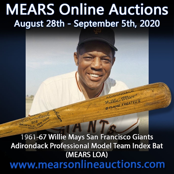 1961-67 Willie Mays San Francisco Giants Adirondack Professional Model Team Index Bat (MEARS LOA)