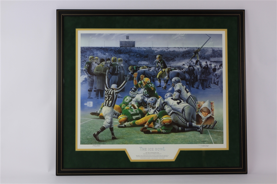 1995 Green Bay Packers "The Ice Bowl" 1967 NFL Championship Game 28" x 32" Framed Artist Signed Lithograph (142/750)