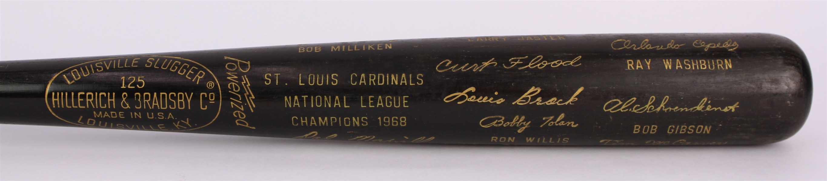 1968 St. Louis Cardinals National League Champions H&B Louisville Slugger Commemorative Black Bat