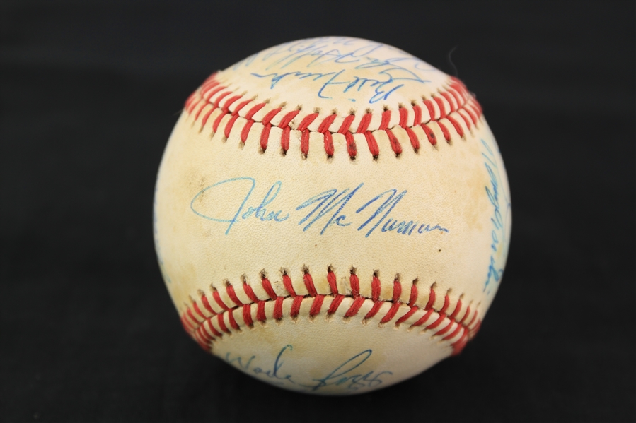 1985 Boston Red Sox Team Signed OAL Brown Baseball w/ 23 Signatures Including Wade Boggs, Mike Greenwell & More (JSA)