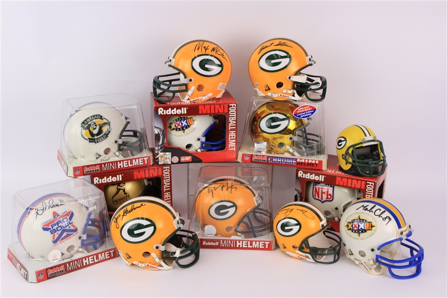 1990s-2000s Green Bay Packers Signed Mini Helmet Collection - Lot of 18 w/ Ray Nitschke, Jim Taylor & More (JSA)