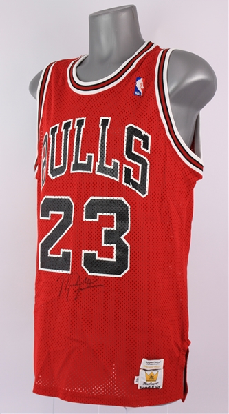 1987-89 Michael Jordan Chicago Bulls Signed Jersey (*JSA Full Letter*) + Come Fly With Me & Air Time VHS Tapes