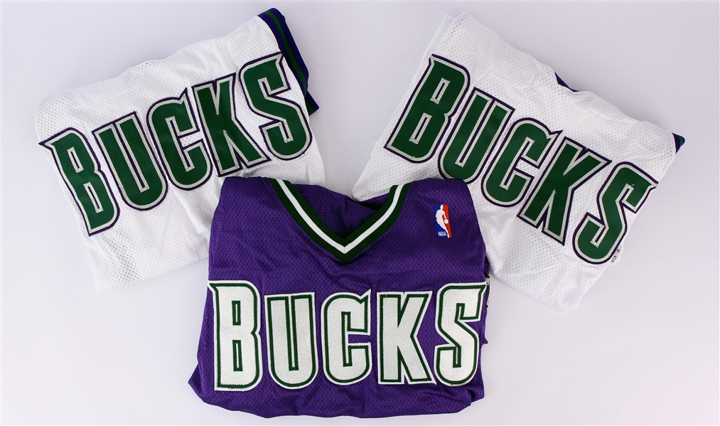 2003-04 Milwaukee Bucks Blank Jersey Collection - Lot of 3 (MEARS LOA)