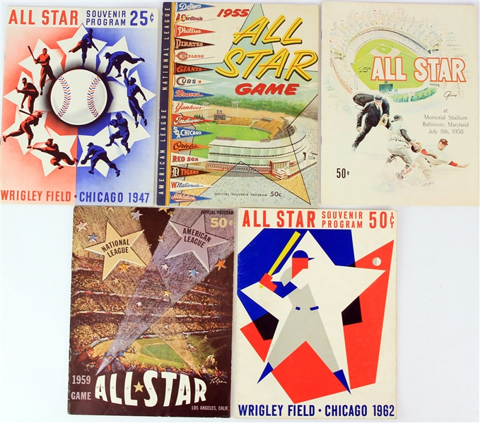 1947-62 All Star Game Program Collection - Lot of 5