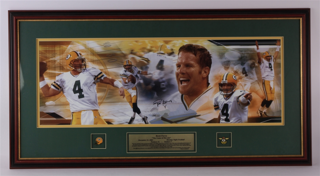 2003 Brett Favre Green Bay Packers Signed 22" x 42" Framed "The Game of His Life" Photo Display (Favre Hologram/COA)
