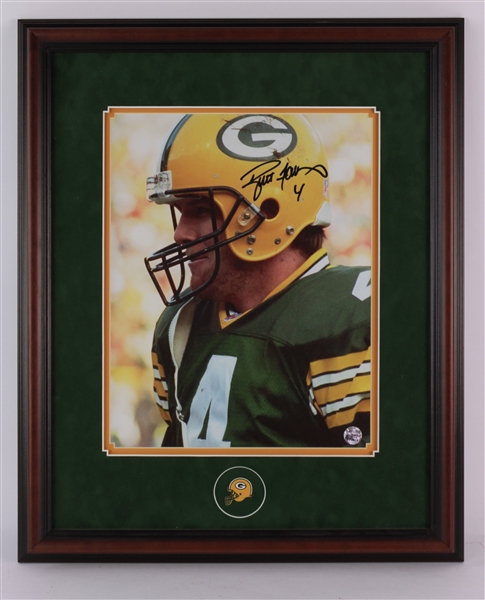 2000s Brett Favre Green Bay Packers Signed 19" x 22" Framed Photo (Favre Hologram/COA)