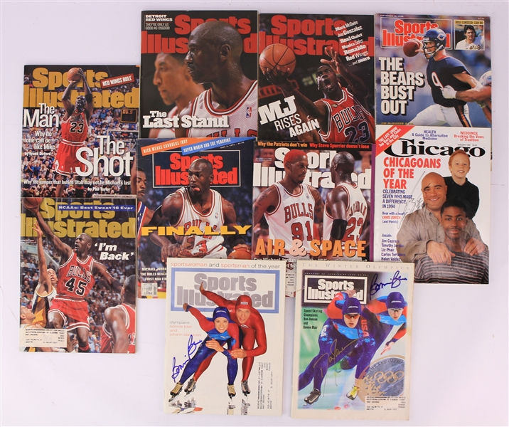 1988-98 Sports Illustrated Magazine Collection - Lot of 10 w/ Michael Jordan Covers, Bonnie Blair Signed & More (JSA)