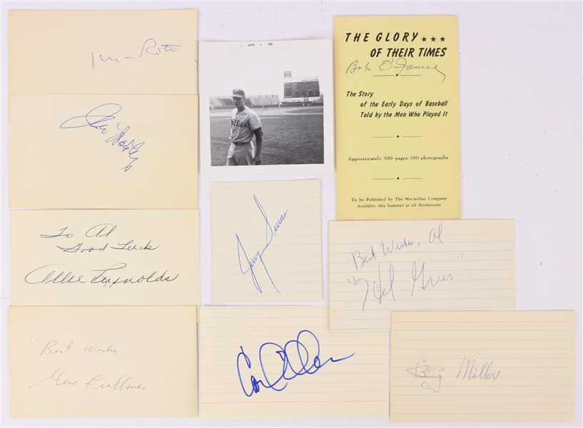 1950s-60s Baseball Football Boxing Signed Index Card Collection - Lot of 10 w/ Johnny Callsion, Carl Eller, Gene Fullmer, Bing Miller & More