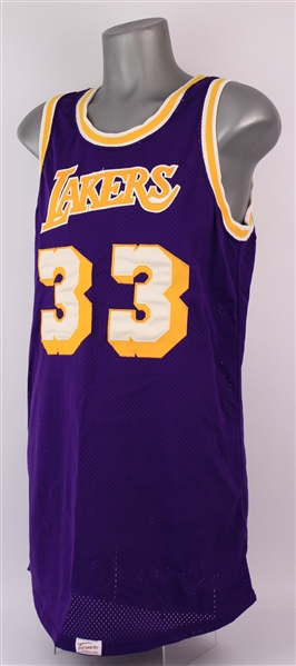 1980-85 Kareem Abdul-Jabbar Los Angeles Lakers Game Worn Road Jersey (MEARS A10)