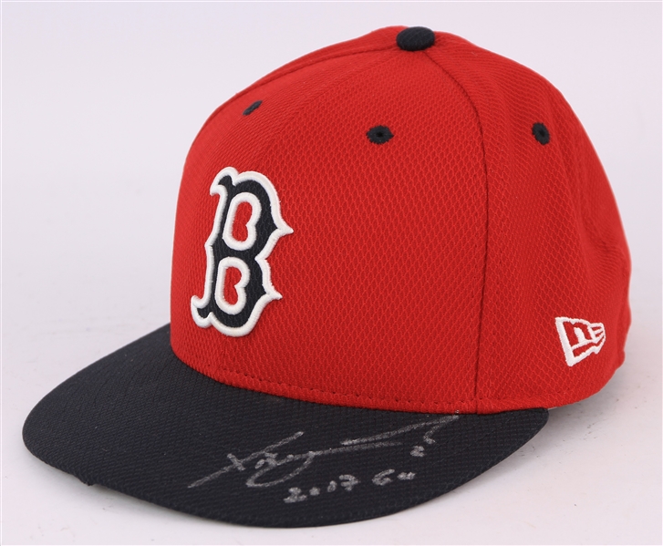 2017 Xander Bogaerts Boston Red Sox Signed Spring Training Game Worn Cap (MEARS LOA/JSA)
