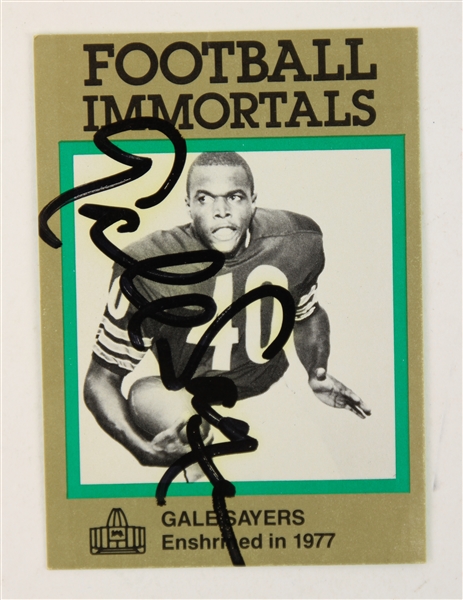 1985-88 Gale Sayers Chicago Bears Signed Football Immortals Trading Card (JSA)