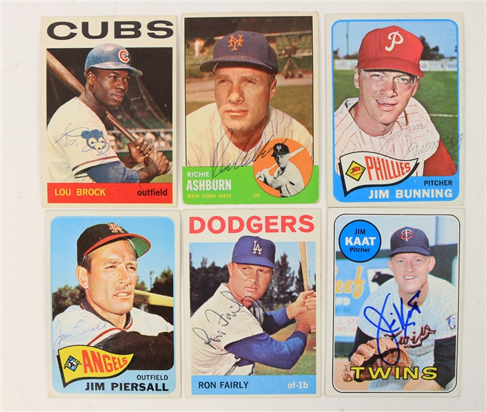 1963-69 Signed Baseball Trading Cards - Lot of 6 w/ Richie Ashburn, Ron Fairly & More (JSA)
