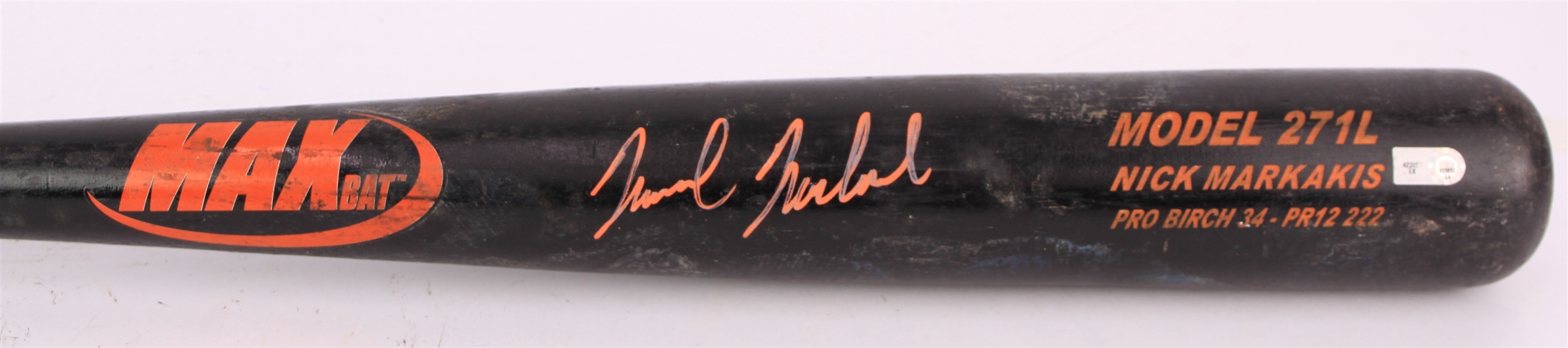 2013 (April 12) Nick Markakis Baltimore Orioles Signed MaxBat Professional Model Game Used Bat (MEARS A9/JSA/MLB Hologram & PSA/DNA)